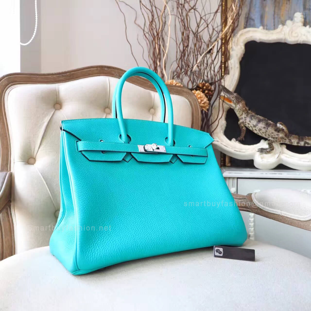 Hermes Birkin 30 Handbag in 7v Lagon Togo PHW